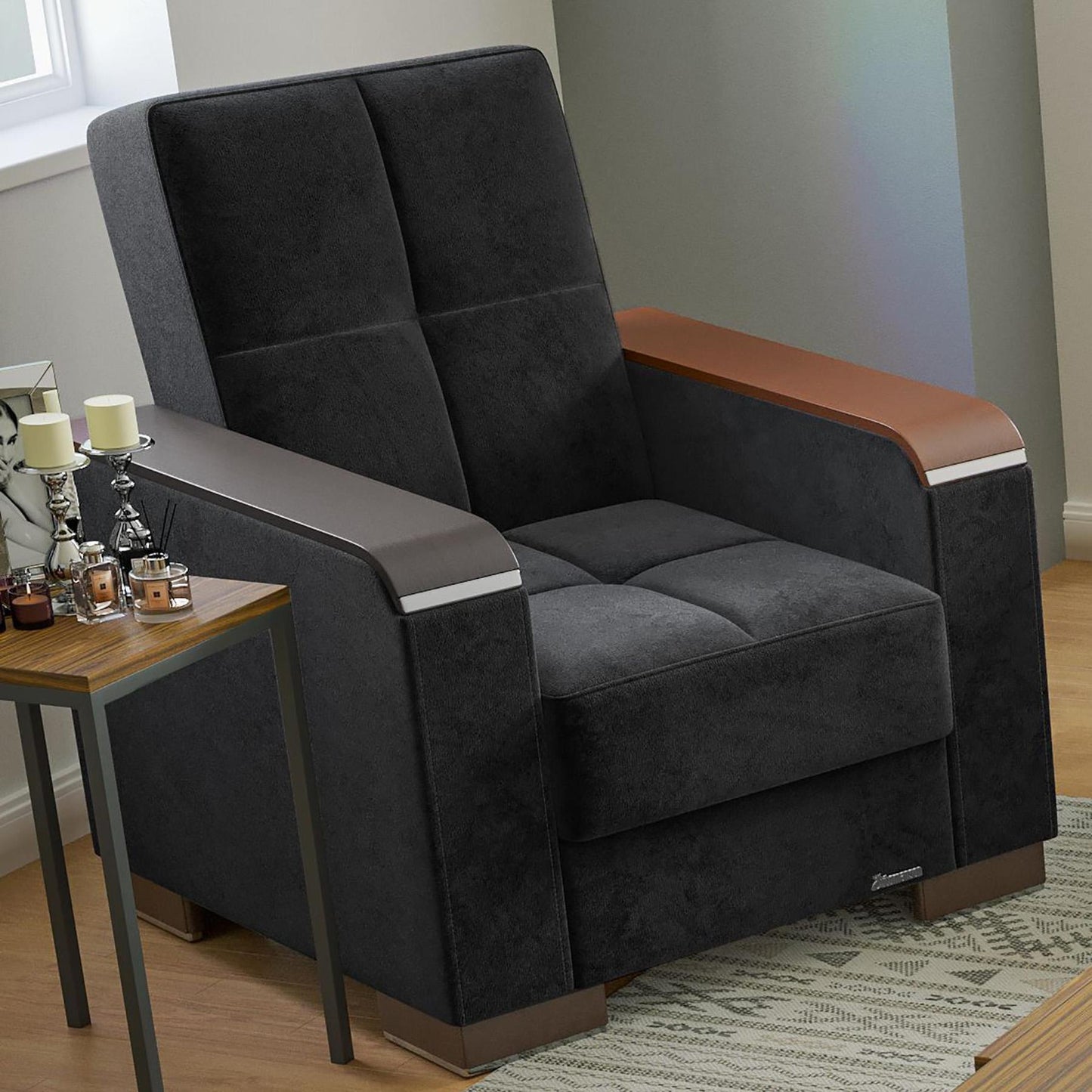 black fabric chair