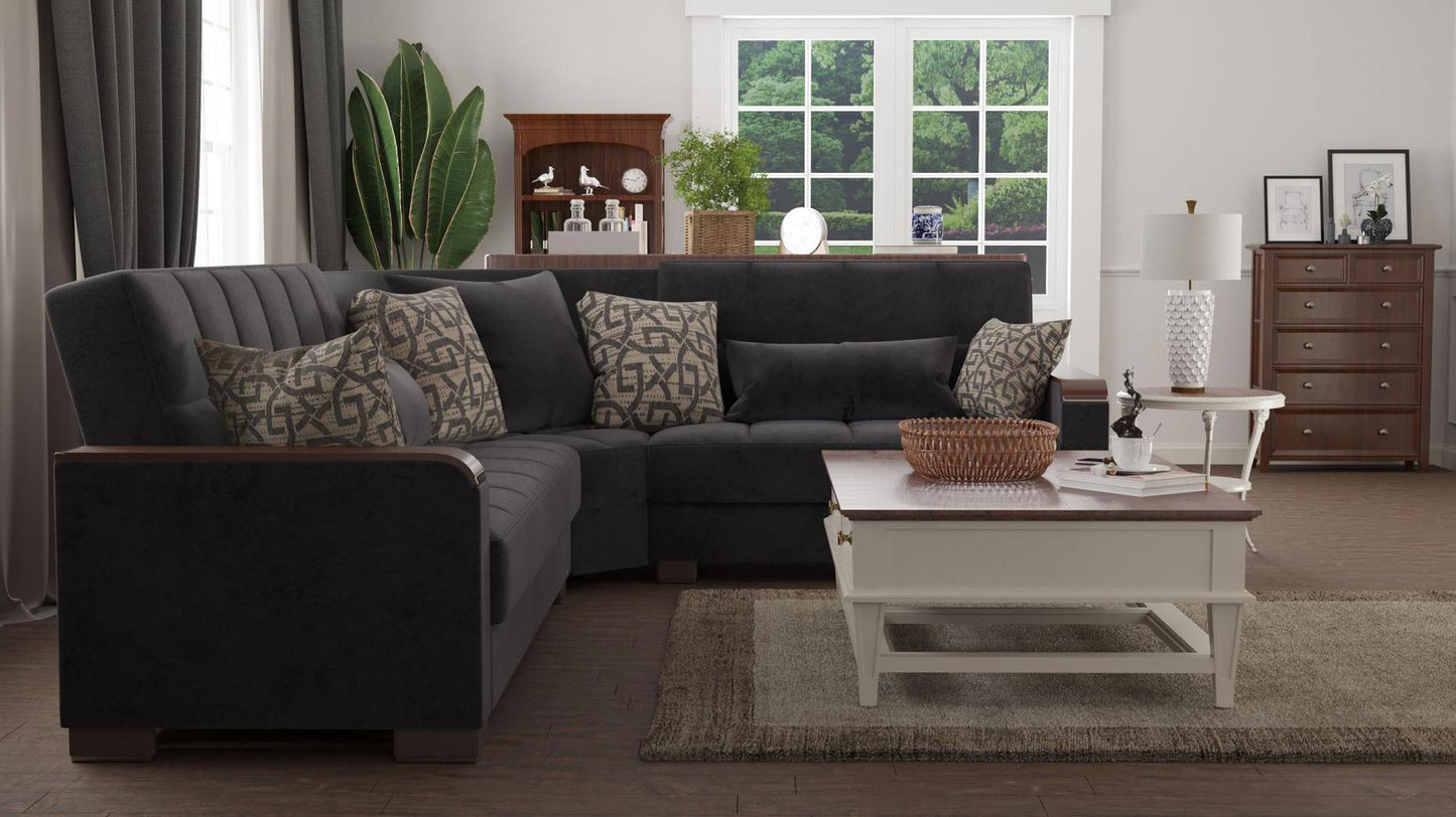black sofa sectional