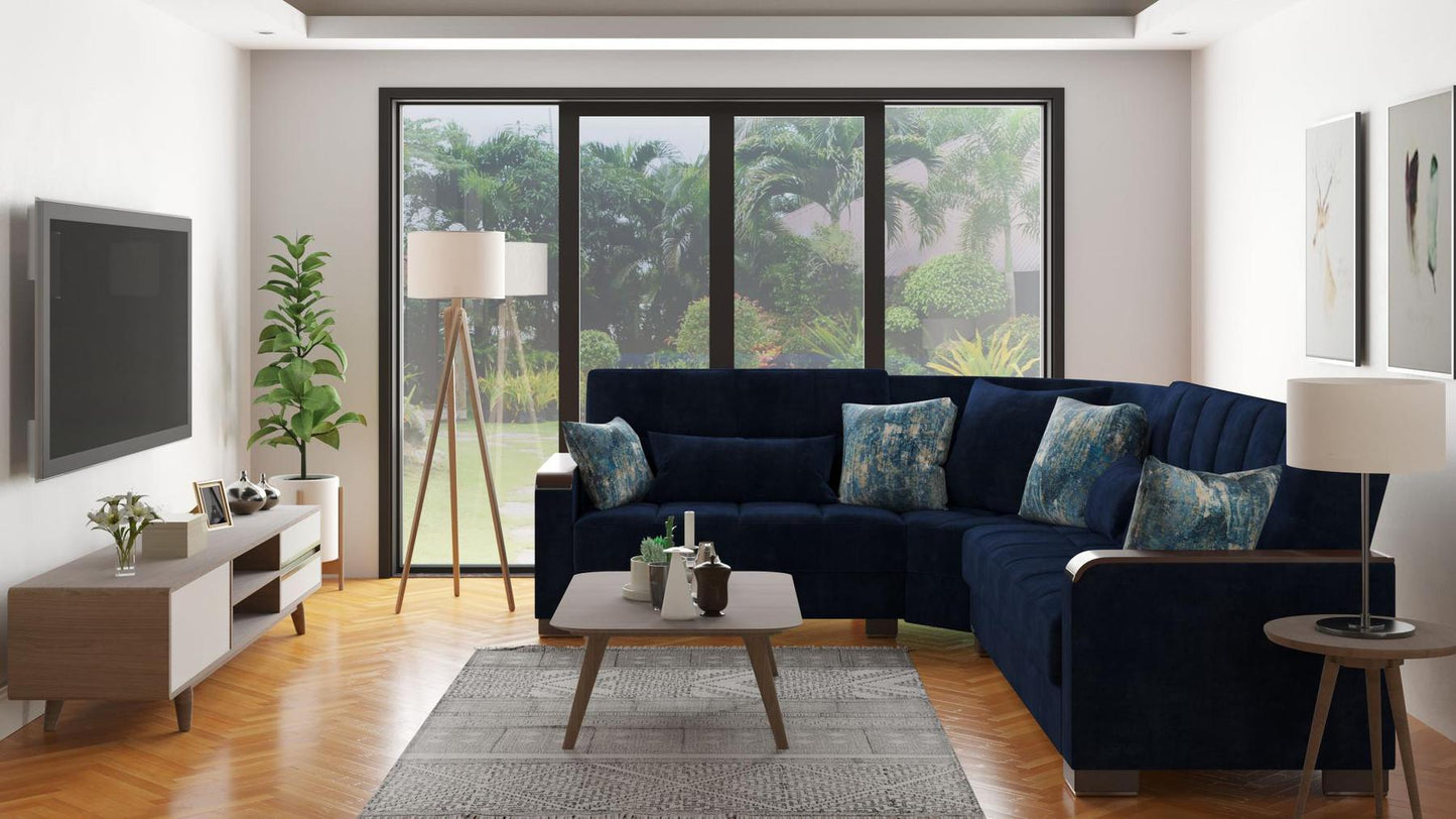 blue fabric sofa sectional