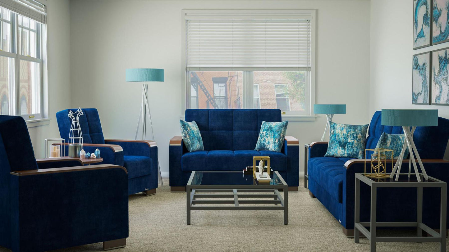 blue fabric sofa set