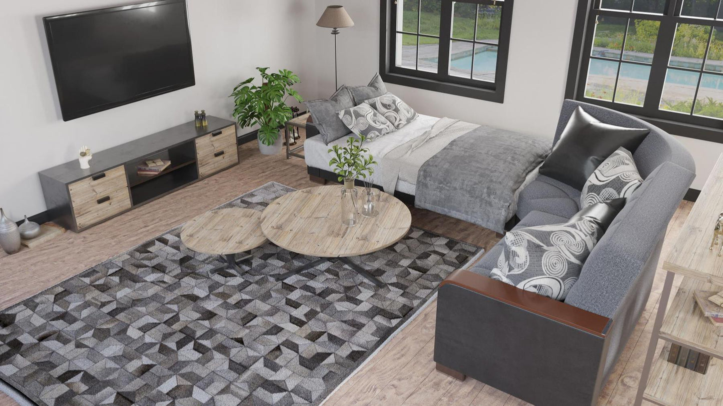grey fabric sofa bed