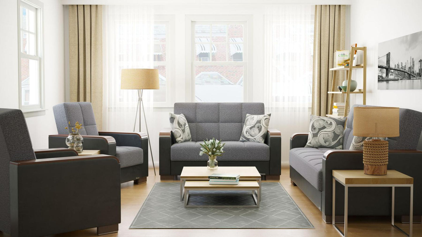 grey fabric sofa set