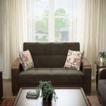black fabric love seat
