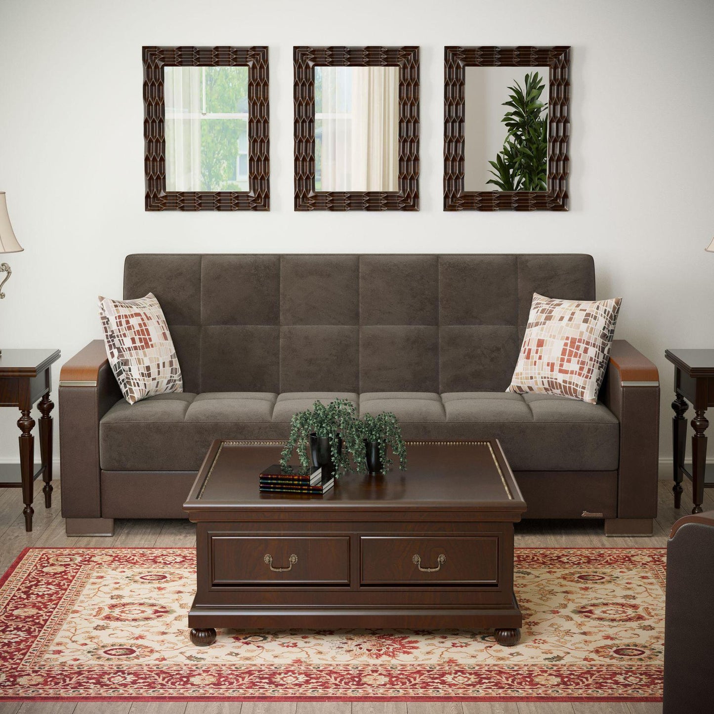 black fabric sofa
