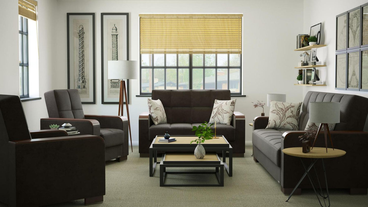 brown fabric sofa set