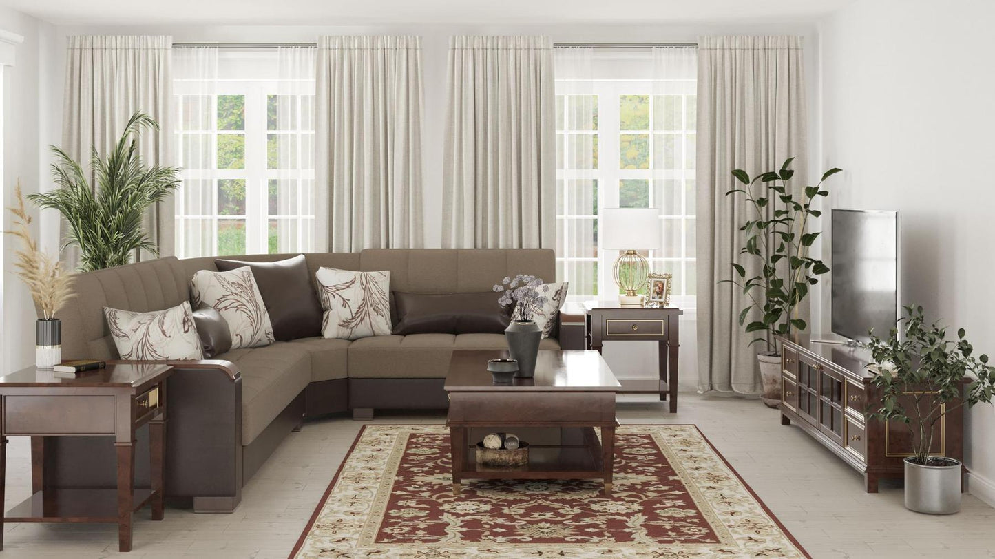 taupe fabric sectional