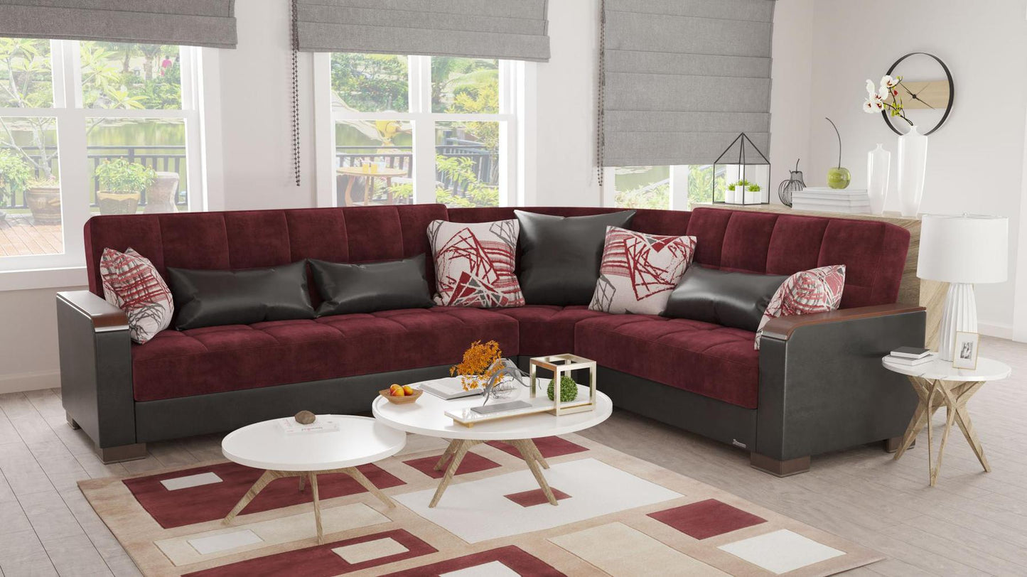 burgundy fabric sofa sectional