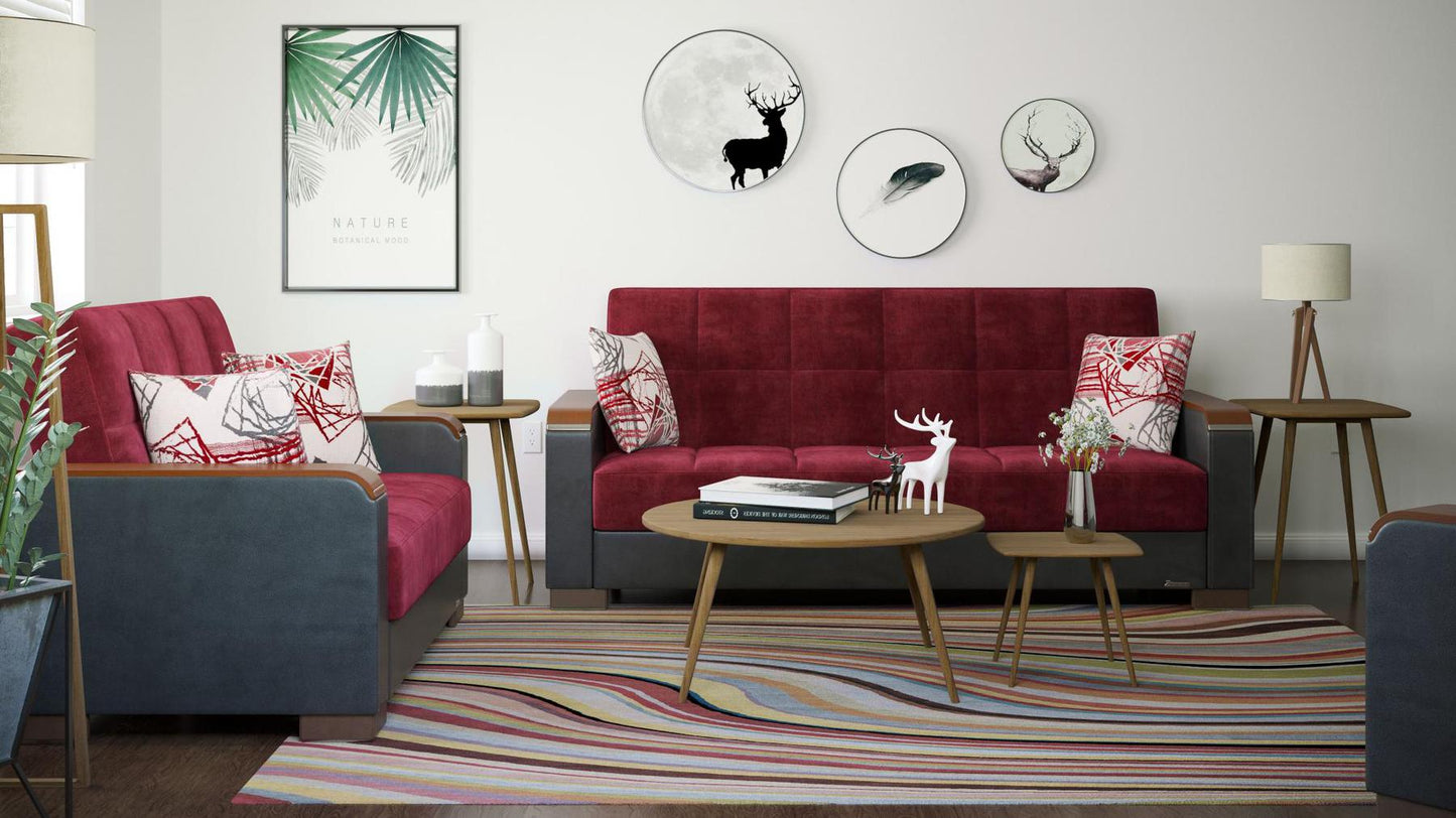 burgundy fabric sofa set