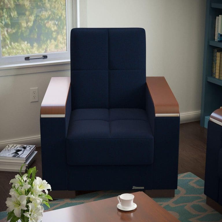 blue fabric chair