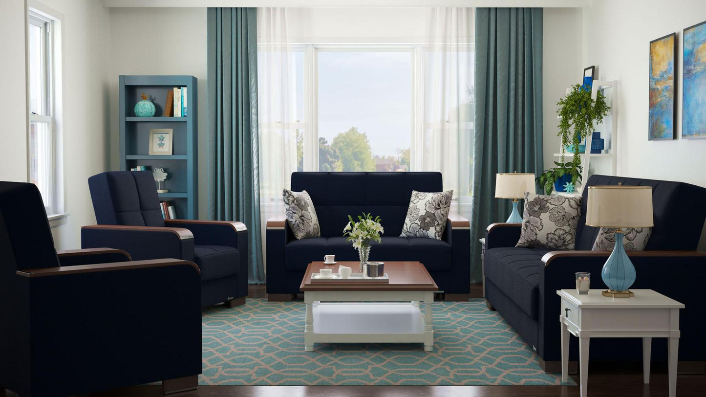 blue fabric sofa set