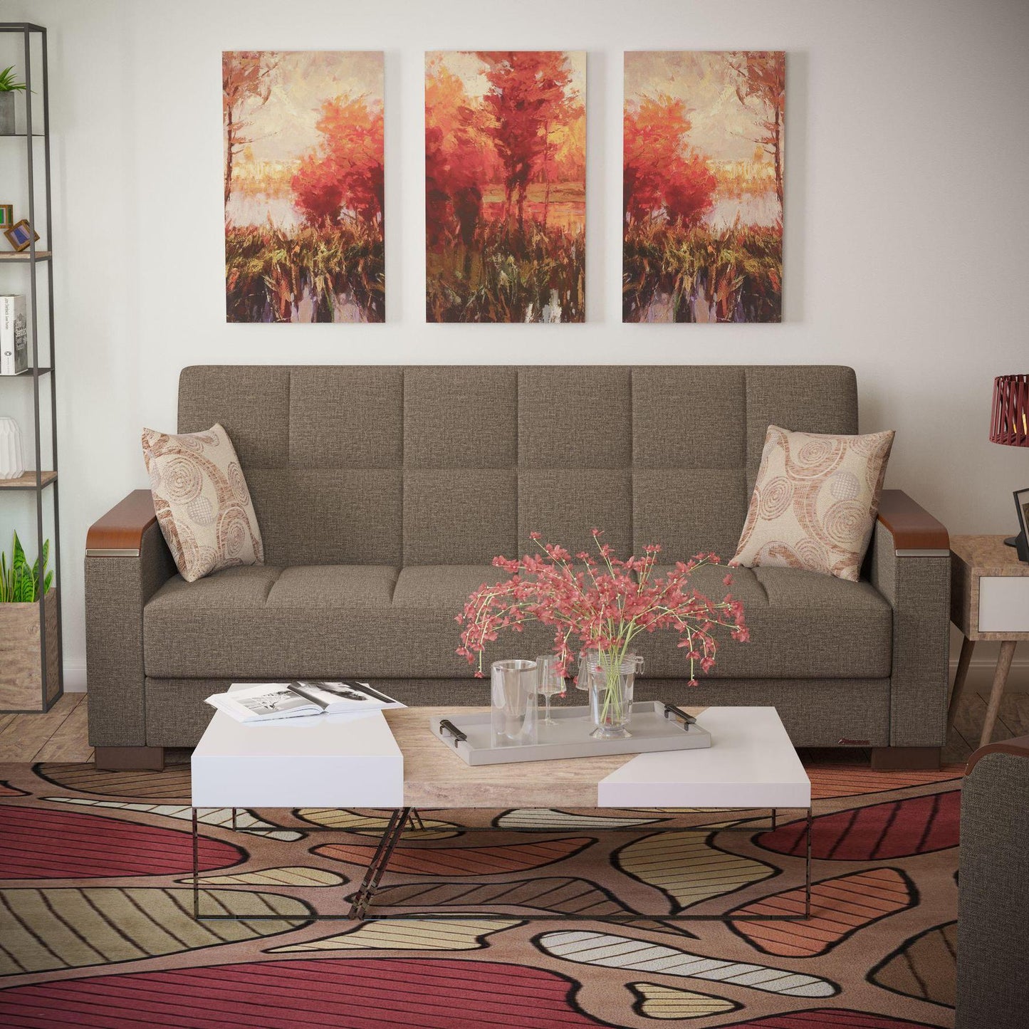 brown fabric sofa