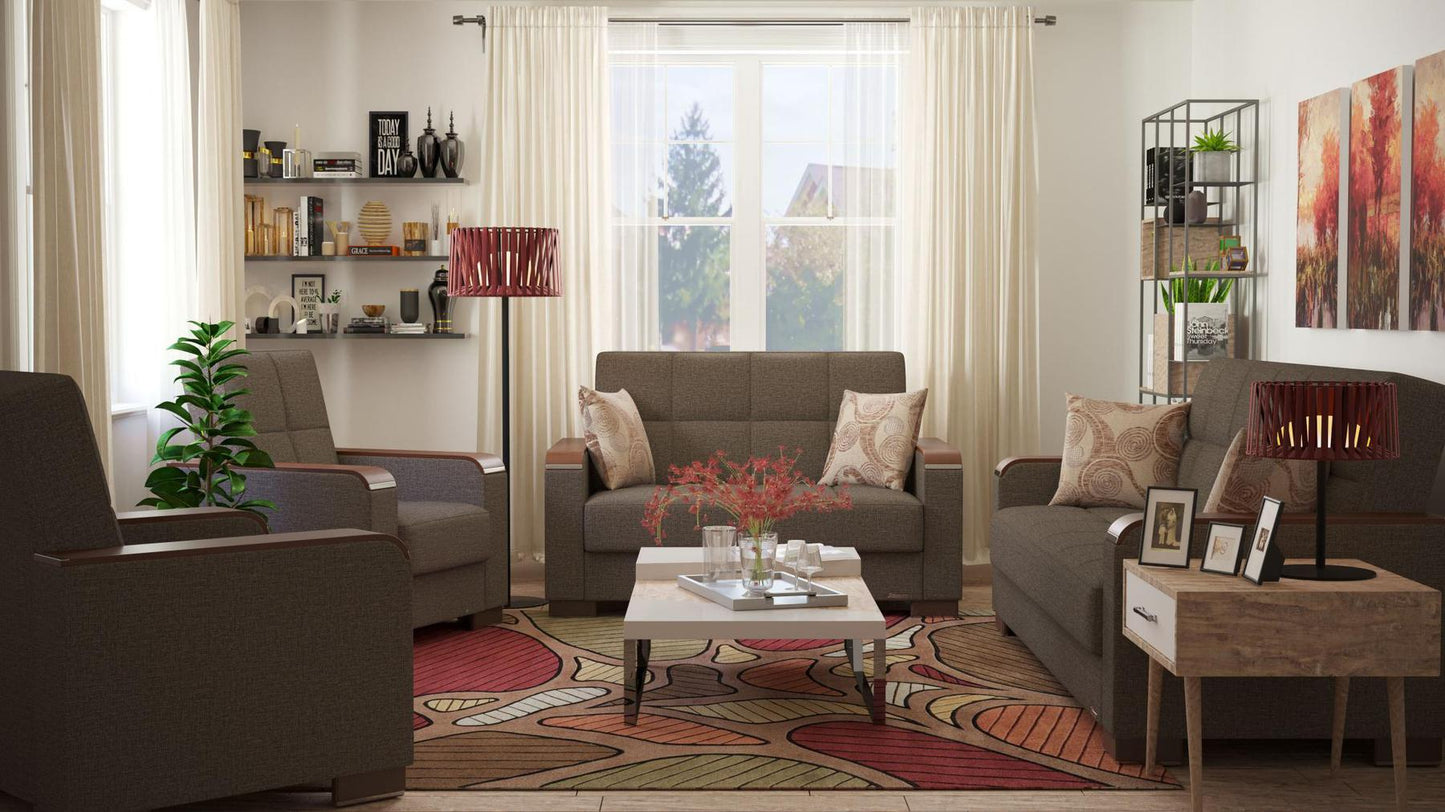 brown fabric sofa set