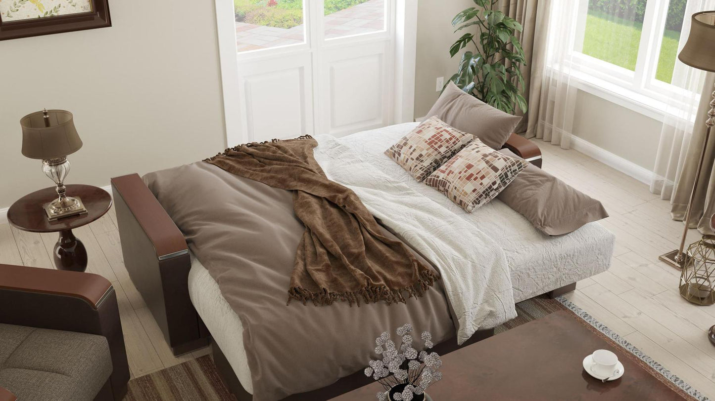 brown sectional bed