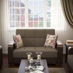 dark grey fabric love seat