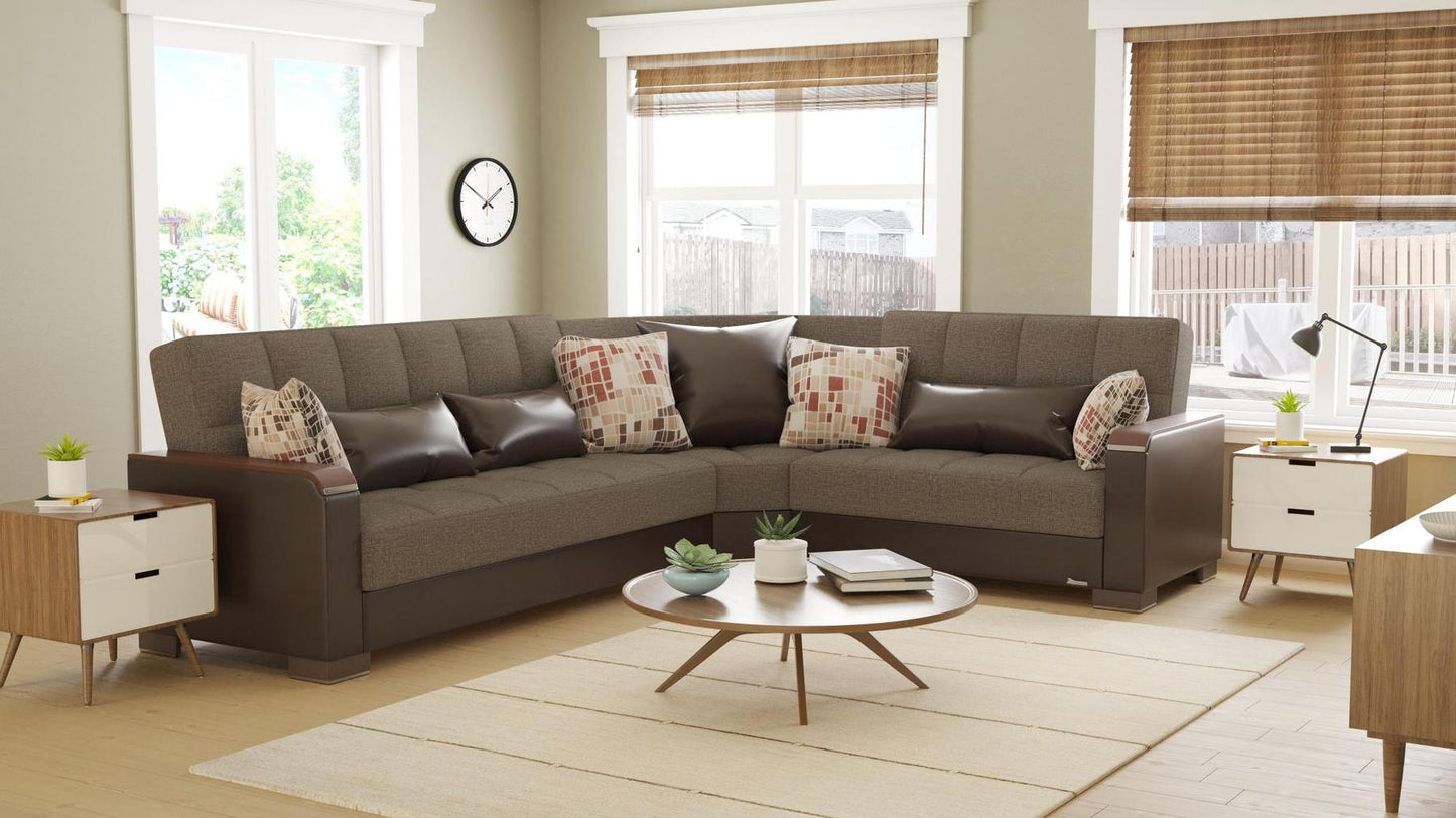 brown fabric sofa sectional