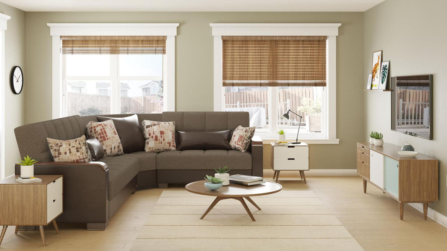 brown fabric sectional