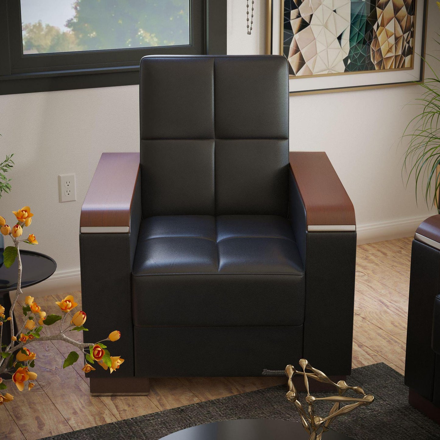 black leather chair