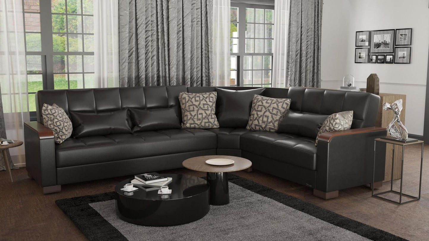 black leather sofa sectional