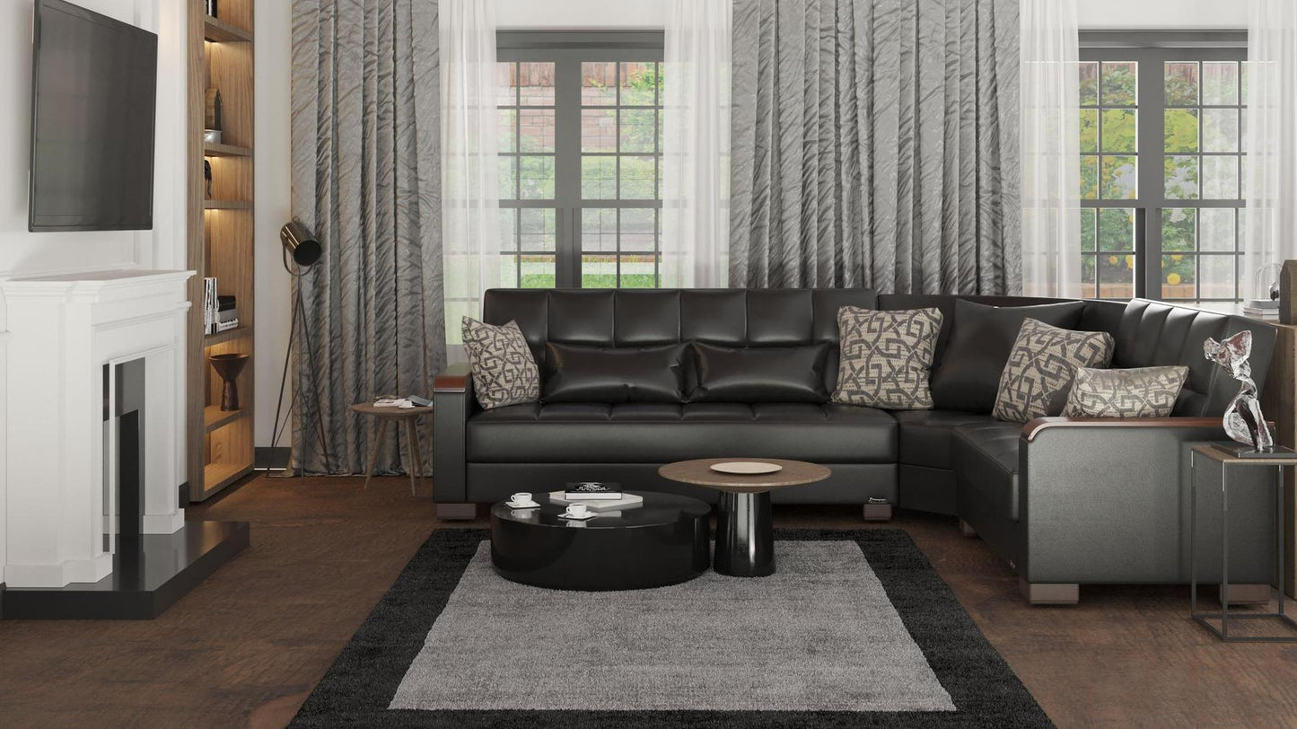black leather sofa sectional