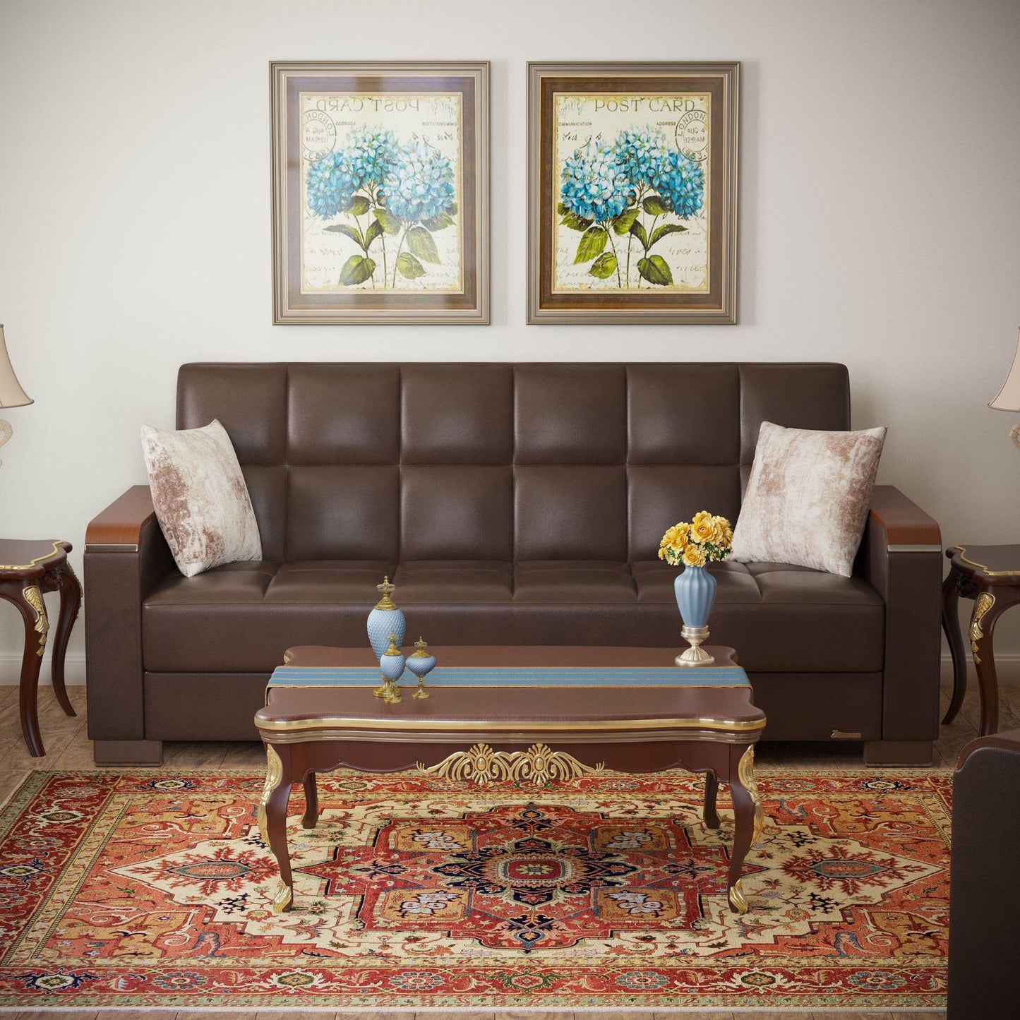 brown leather sofa