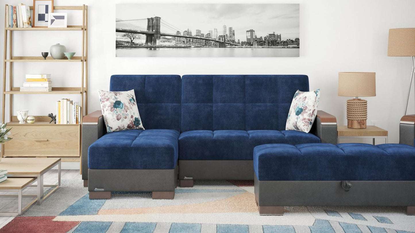 blue fabric sofa sectional