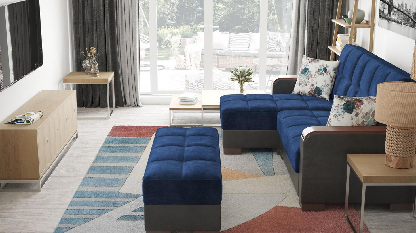 blue fabric sofa sectional