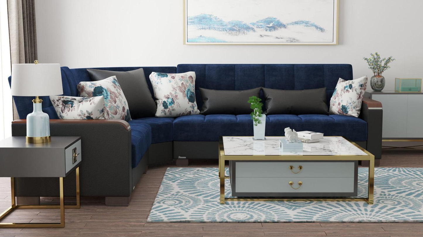 blue fabric sofa sectional