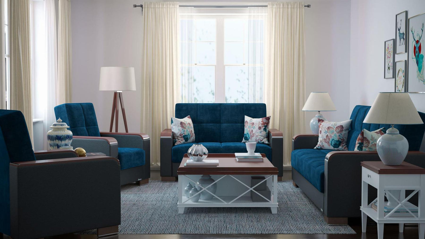 blue fabric sofa set