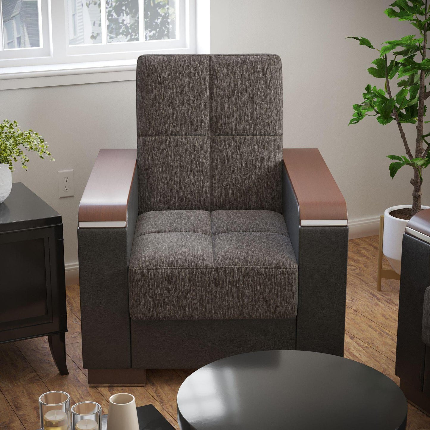 black fabric chair