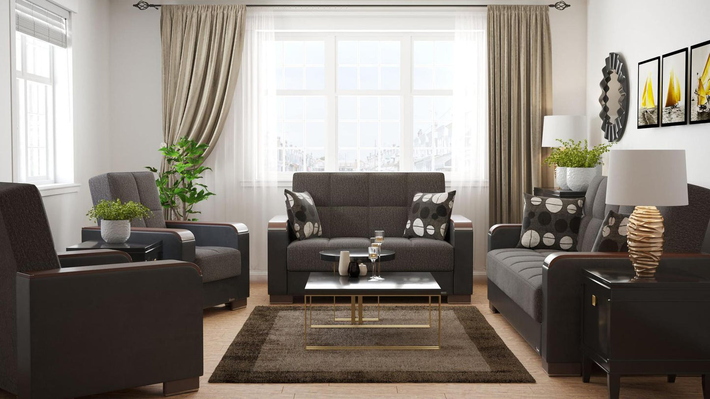 black fabric sofa set