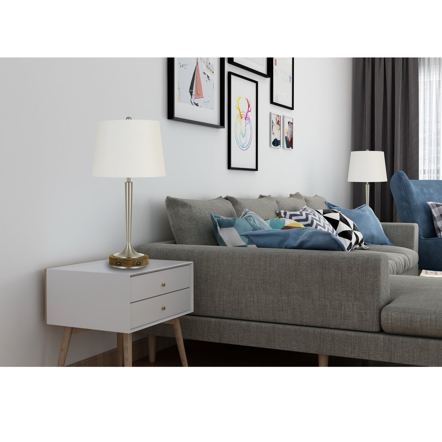 silver table lamp