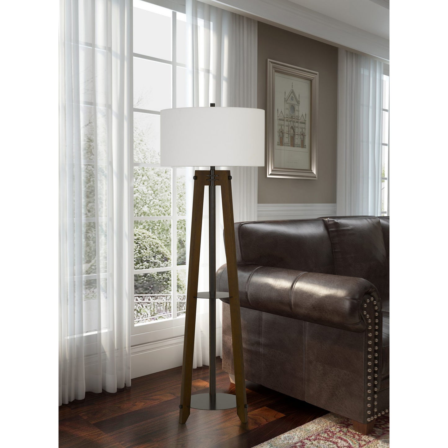 walnut floor lamp