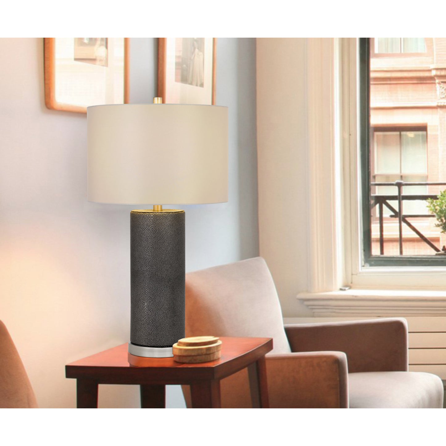 silver table lamp