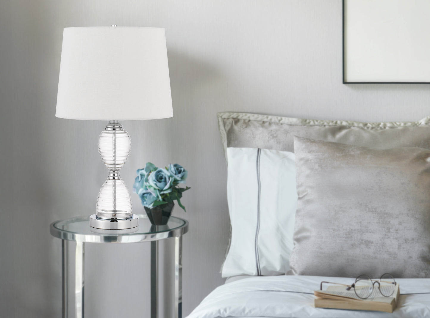 silver table lamp|