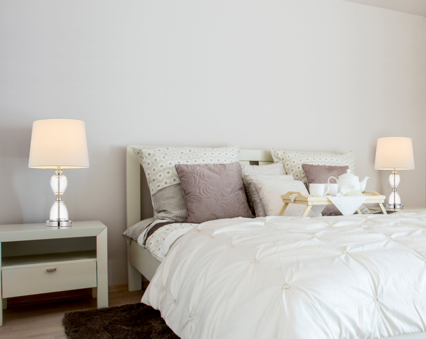 silver table lamp|