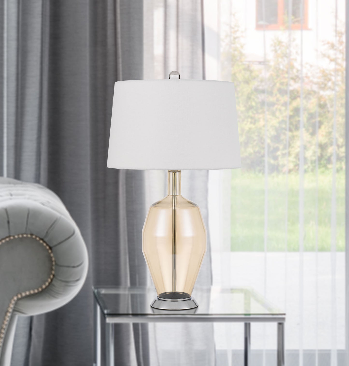 silver table lamp