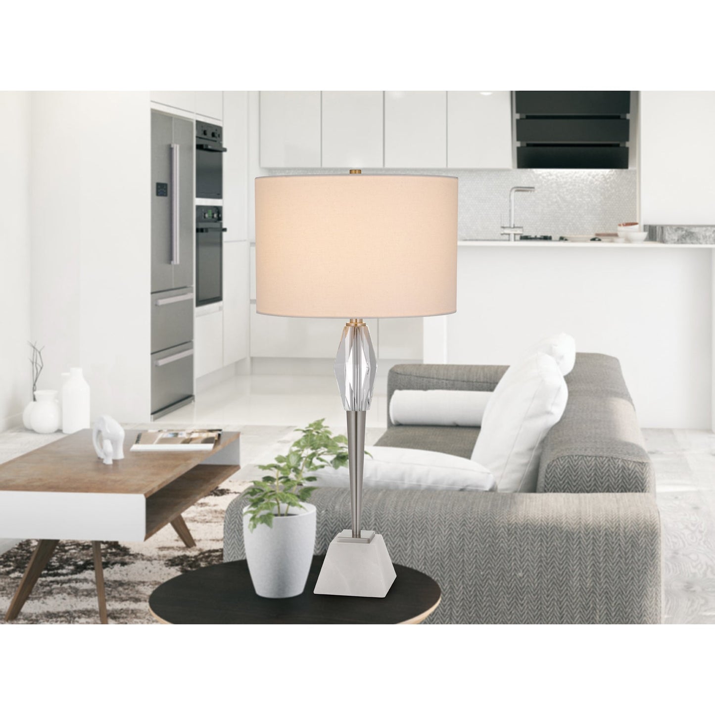 silver table lamp
