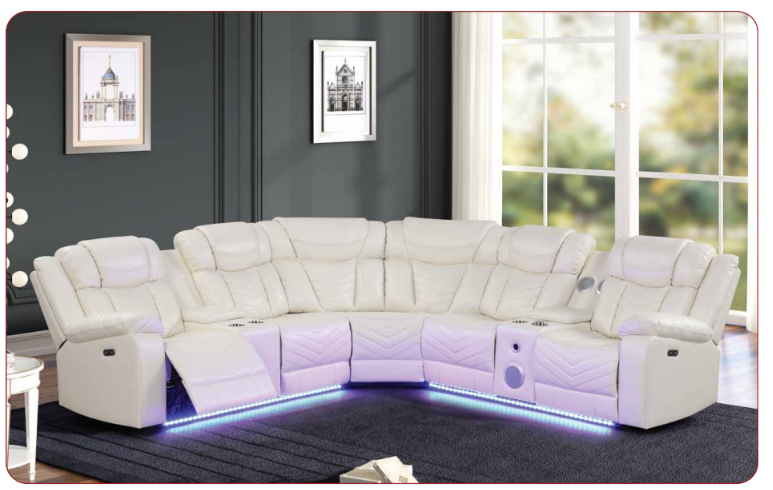 beige leather recliner sectional
