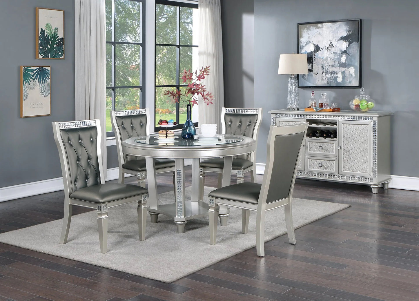 grey finish dining set