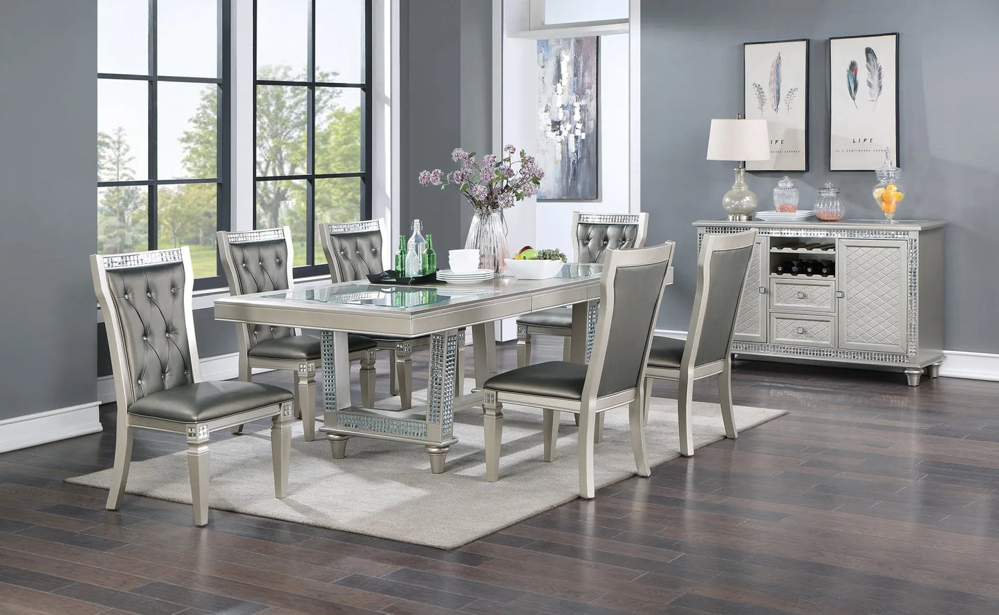 grey leather dining set