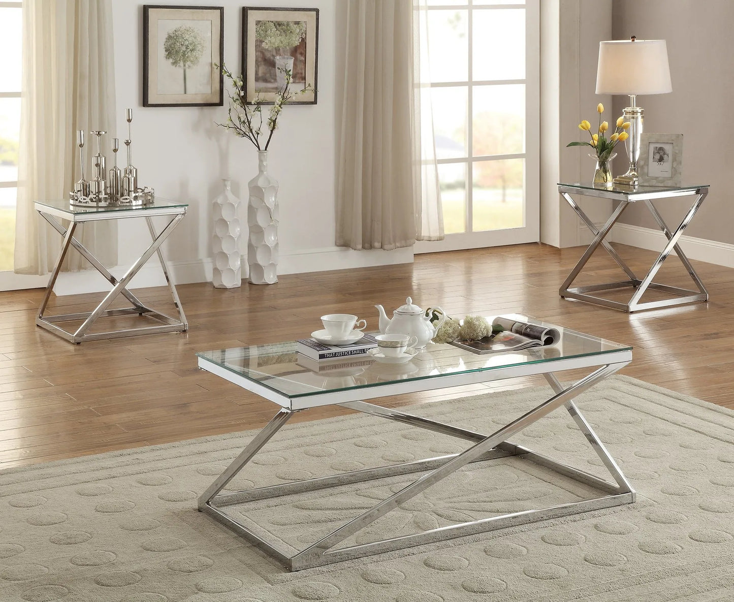 silver glass rectangle coffee table