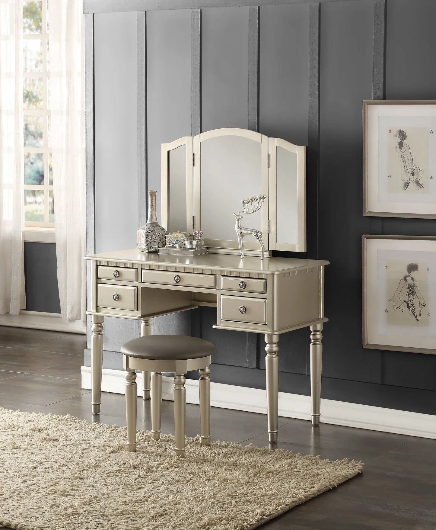 beige vanity set