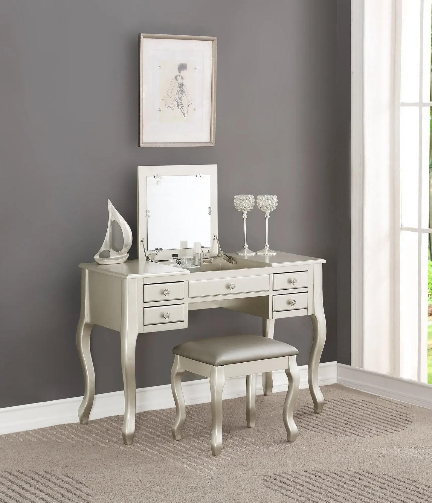 silver vanity set