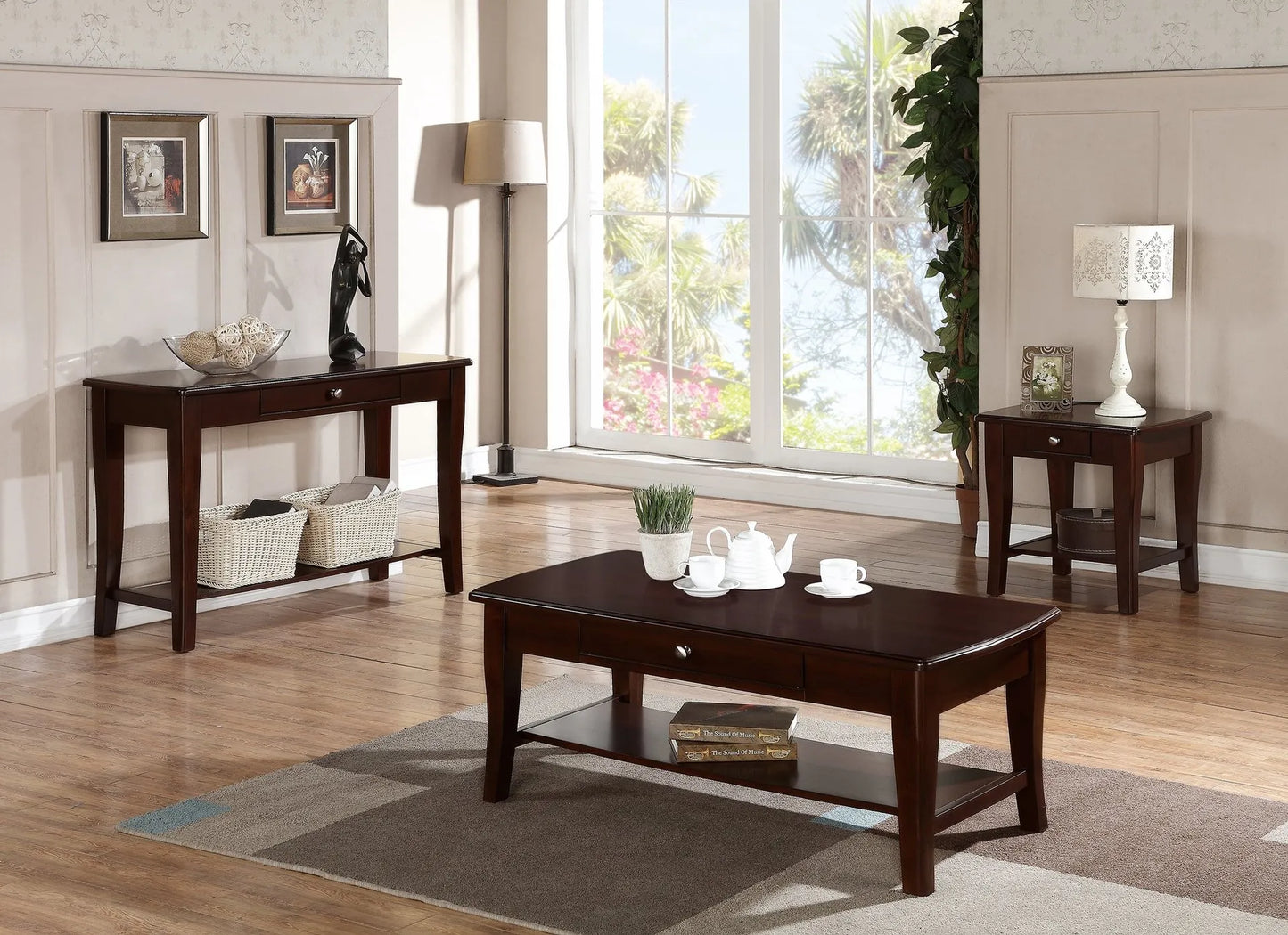 dark Espresso wood coffee table set