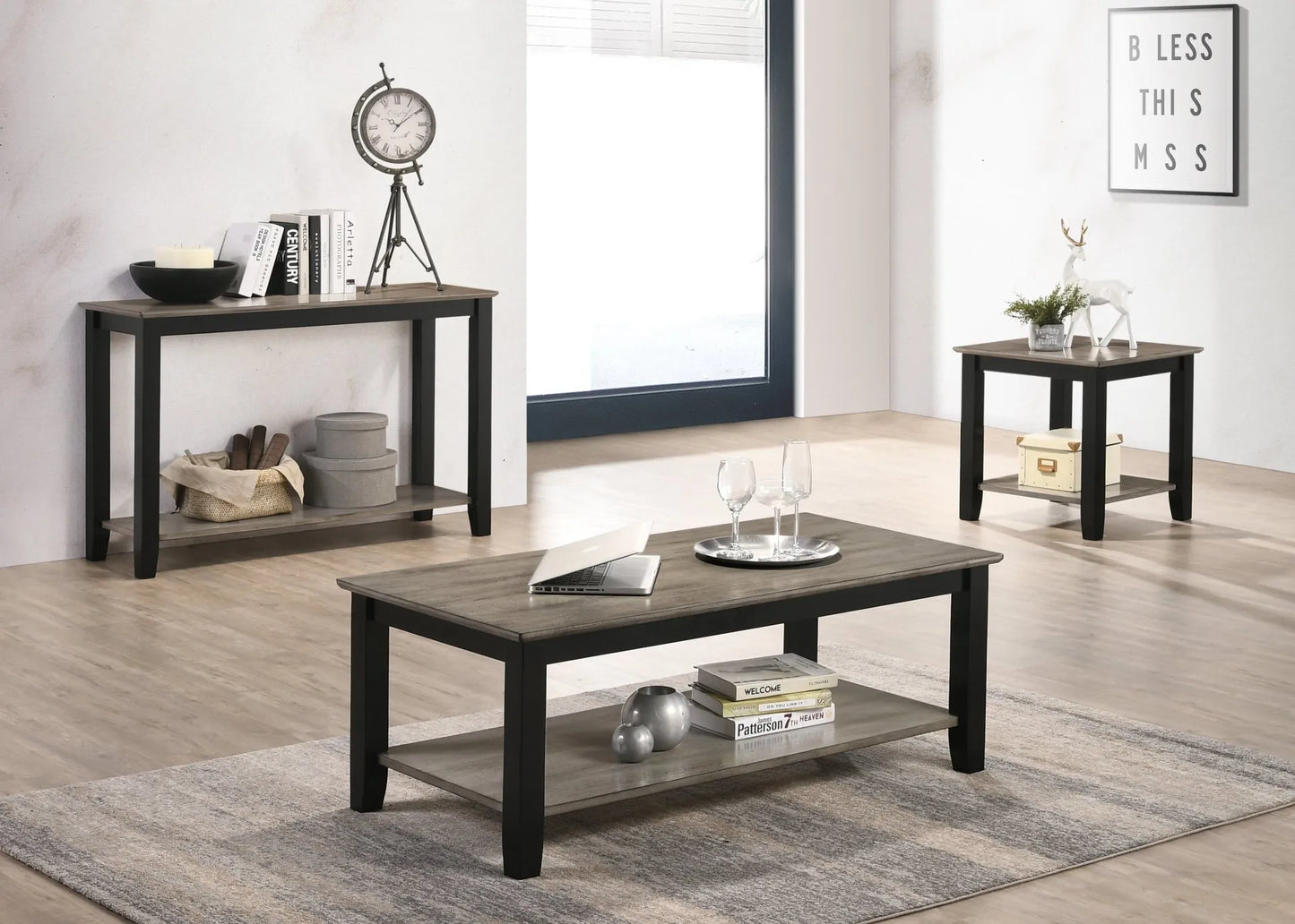 walnut wood coffee table set