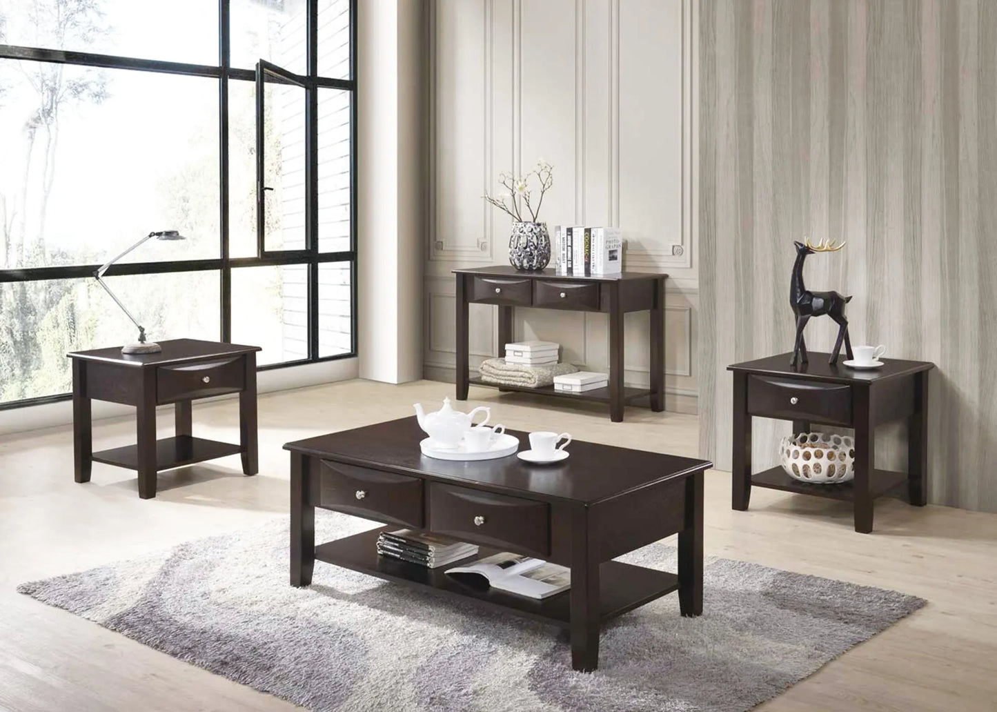 wood coffee table set