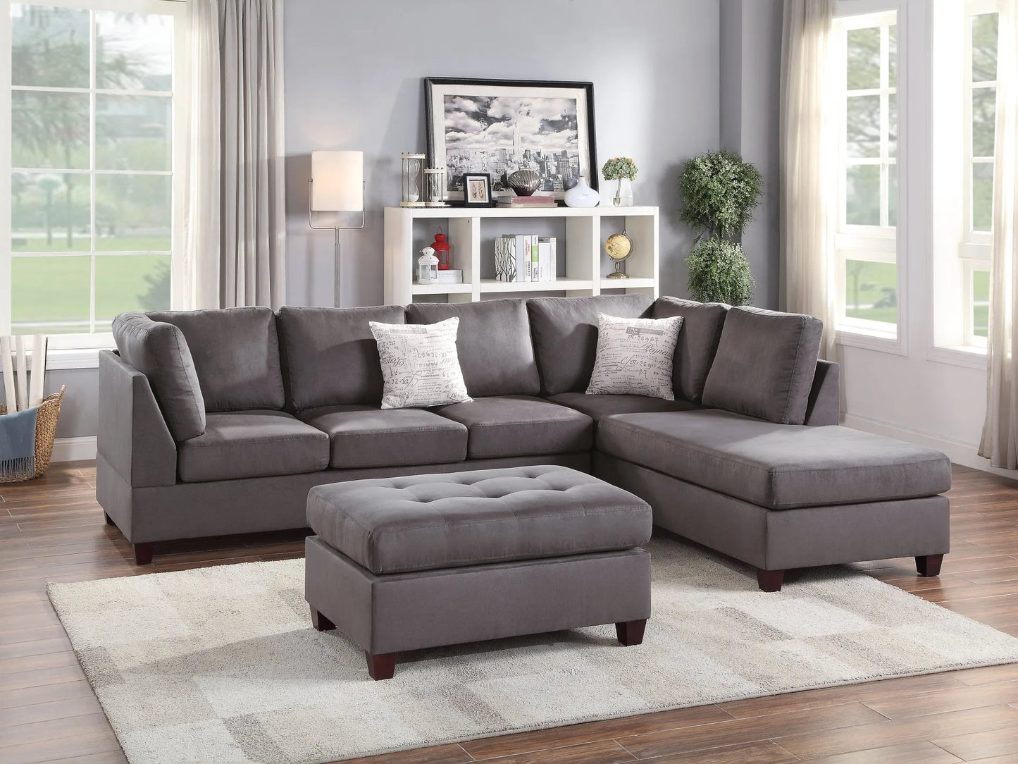 grey fabric sofa sectional