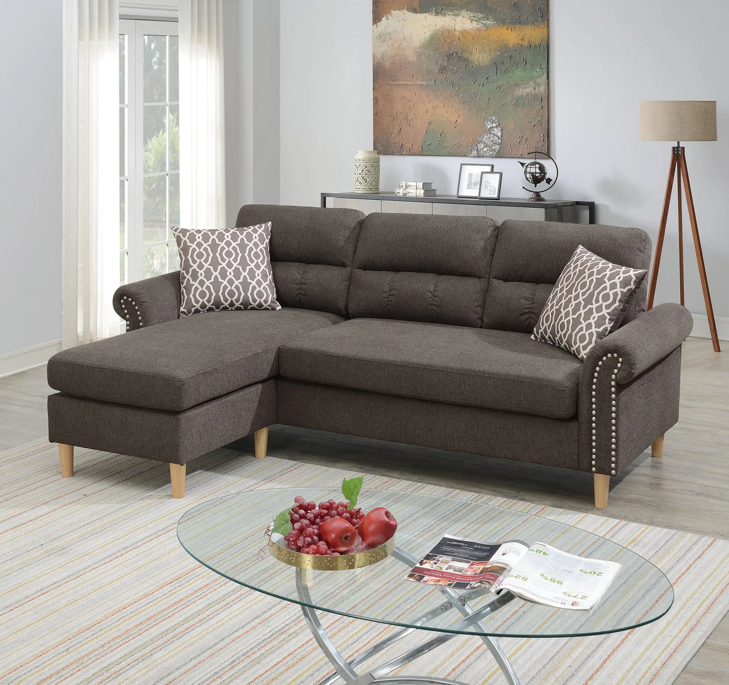 tan fabric sofa sectional