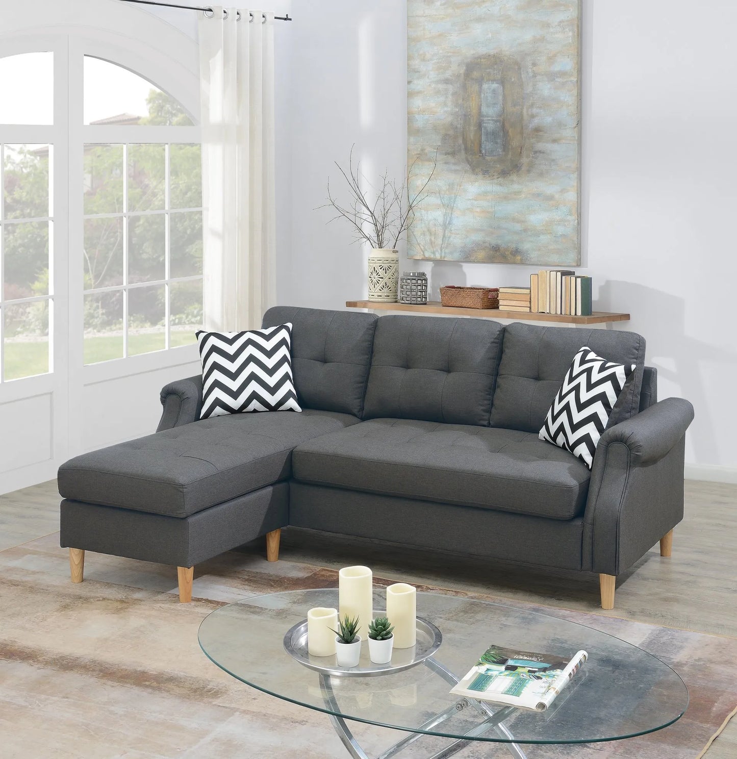blue grey fabric sofa sectional