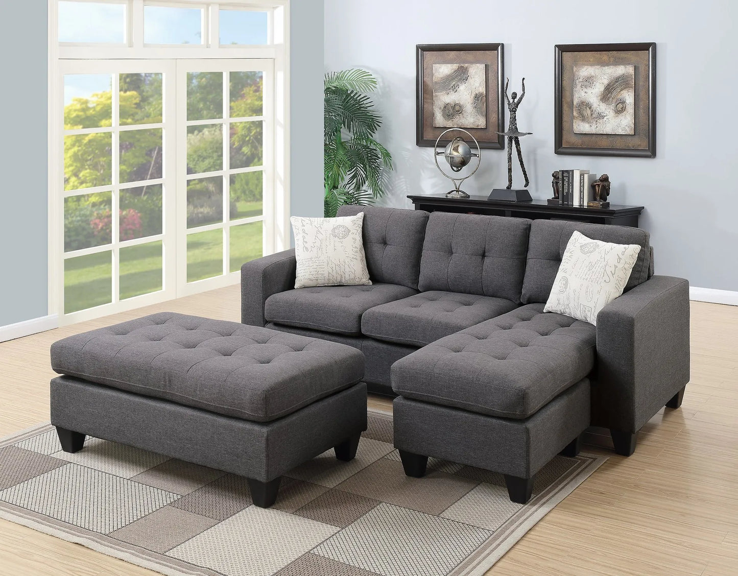 blue grey fabric sofa sectional